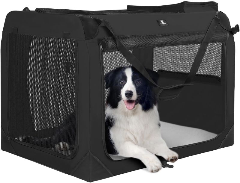 Photo 1 of X-ZONE PET Dog Crate 3-Door Kennel, Collapsible Portable Soft Sided Pet Carriers for Indoor & Outdoor, Multiple (36-Inch, Carbon Black)