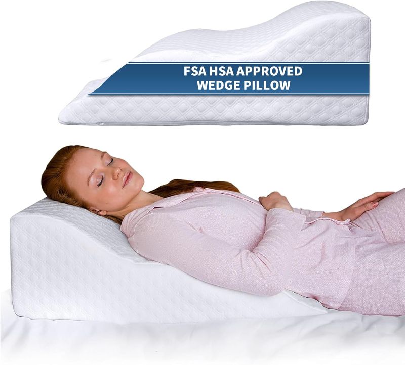 Photo 1 of Fsa Eligible Wedge Pillow for Sleeping -Post Surgery Pillow -Unique Curved Design -Memory Foam- Incline Pillow for Elevation,Pregnancy,Reading,Back & Knee Support,Breathing –,Washable Cover
