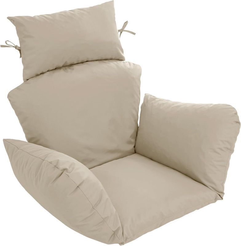 Photo 1 of Egg Chair Cushion – Outdoor Hanging Chair Cushion, Replacement Cushions for Patio Swing, Waterproof, Fade- Resistant, Removable & Machine Washable Cover, Cream
