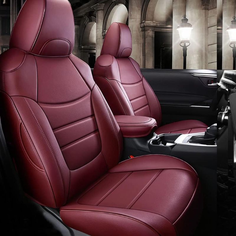 Photo 1 of CocheFamilia Custom Fit RAV4 Hybrid Car Seat Covers for Select Toyota RAV4 Hybrid (Not for 2019-2025 Hybrid/Prime SE,XSE) 2019 2020 2021 2022 2023 2024 2025 - Full Set,Leather(Burgundy)
