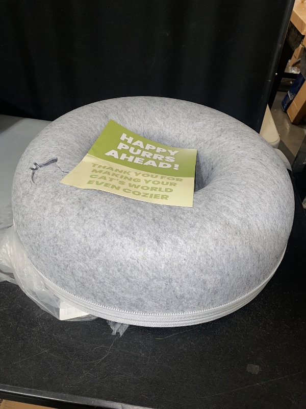 Photo 1 of 24inch-Tunnel Bed for Indoor,cattasaurus Peekaboo cat cave for Multiple,Detachable Felt Felt Washable Interior for Indoor Cats,Donut Tunnel (Light Gray)
