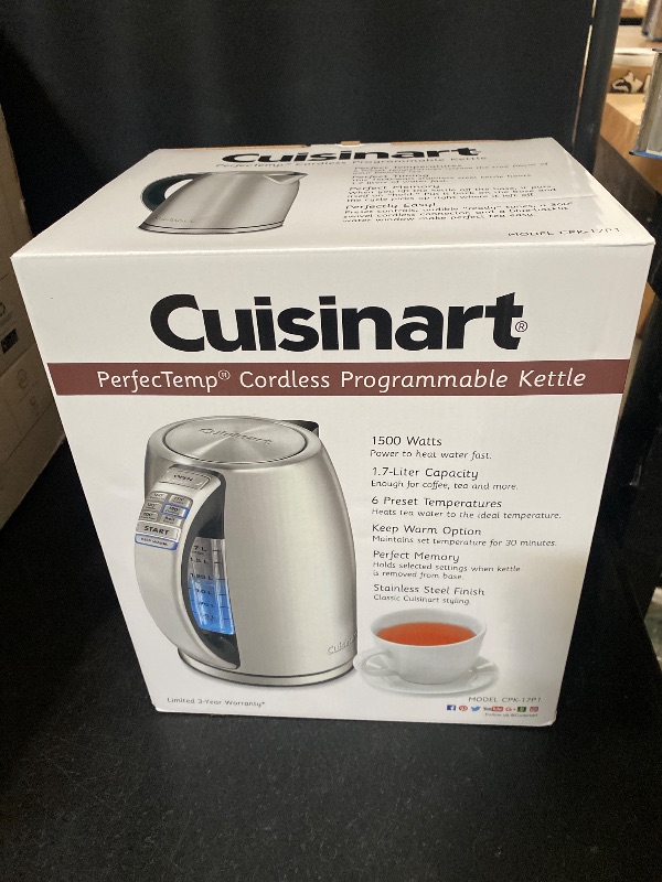 Photo 1 of Cuisinart 1.7-Liter Stainless Steel Cordless Electric Kettle with 6 Preset Temperatures