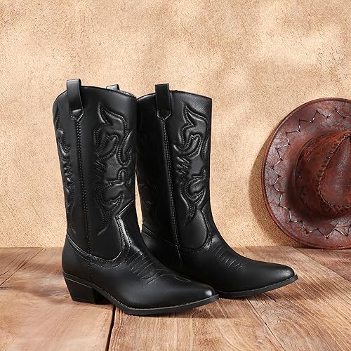 Photo 1 of SIZE 8- Women's Cowboy Boots Pull On Cowgirl Boots Mid Calf Western Boots