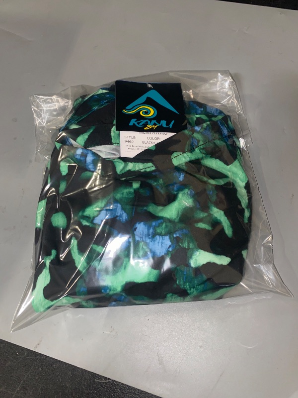 Photo 1 of (XL) Kanu Surf Men's Standard Monaco Swim Trunks (Regular & Extended Sizes), Hydro Black/Green, X-Large