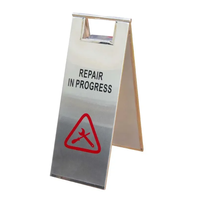 Photo 1 of Stainless Steel Repair In Progress Sign Portable Foldable Sign (Silver)