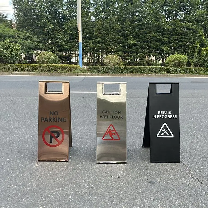 Photo 1 of Stainless Steel No Parking Sign Portable Foldable Handle (Titanium Gold)