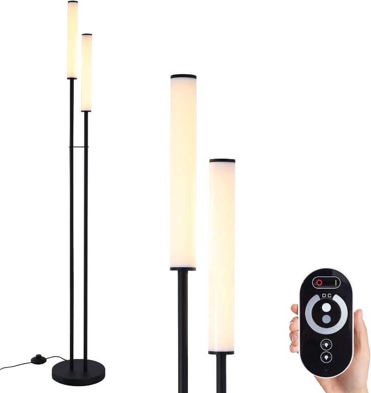 Photo 1 of ZEROUNO LED Floor Lamp, Modern Floor Lamp with Remote Control& Stepless Dimmable, 2-Light with Foot Switch, Brightness Adjustable Standing Lamp for Living Room, Bedroom, Study and Office.