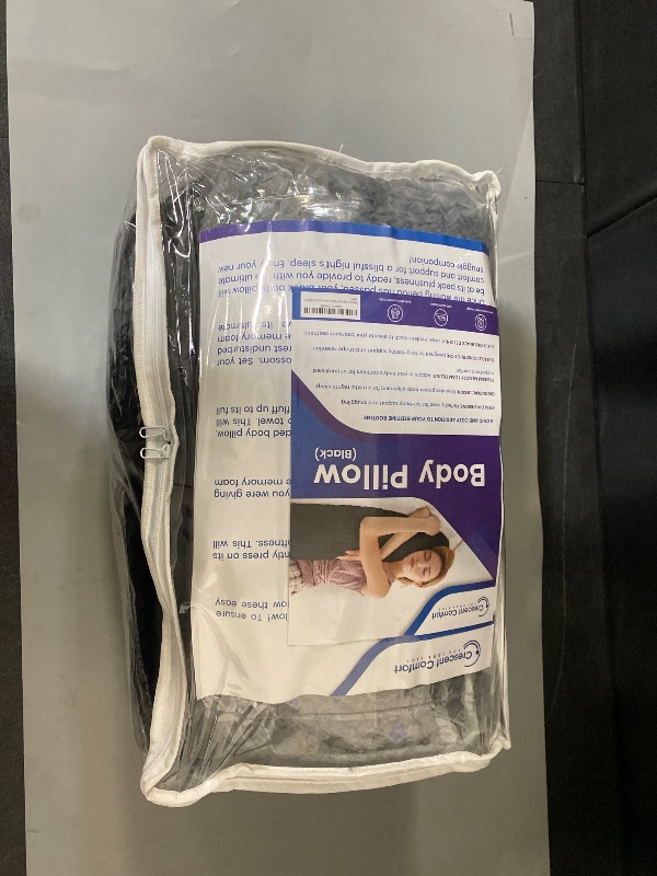 Photo 1 of Bedding Full Body Pillow for Adults (Black, 20 x 54 Inch), Long Pillow Insert for Sleeping, Ideal for Side Sleepers