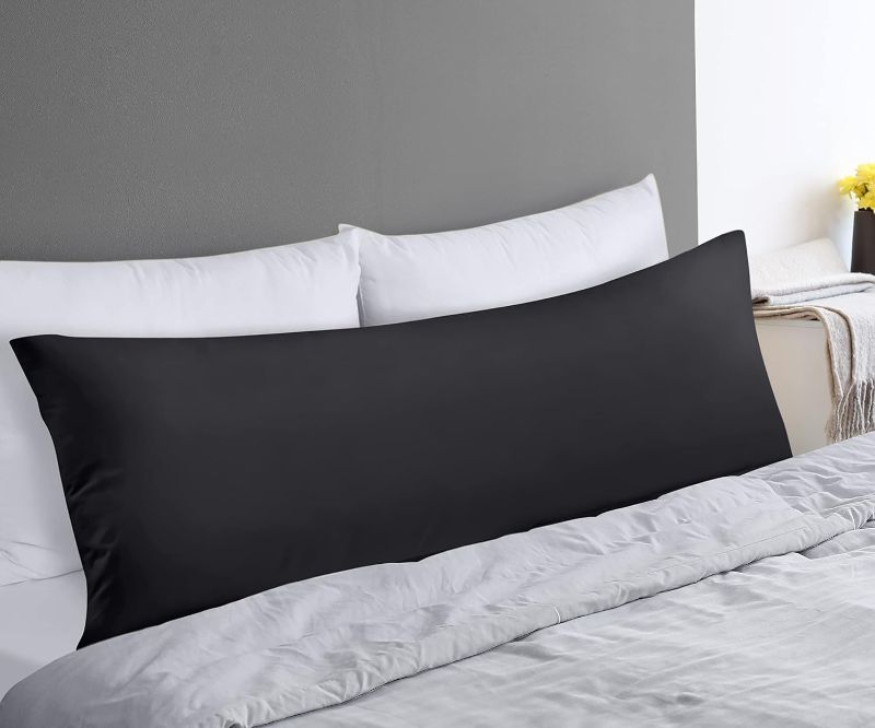 Photo 1 of Bedding Full Body Pillow for Adults (Black, 20 x 54 Inch), Long Pillow Insert for Sleeping, Ideal for Side Sleepers