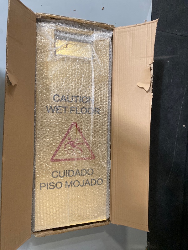 Photo 1 of Stainless Steel Wet Floor Sign 2 Pack, 24 Inch Double-Sided Foldable Caution Sign with Handle, 8.8 lb Bilingual Warning for Restaurant, Office, Commercial Cleaning Use, Gold