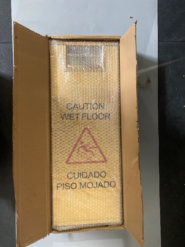 Photo 1 of Stainless Steel Wet Floor Sign 2 Pack, 24 Inch Double-Sided Foldable Caution Sign with Handle, 8.8 lb Bilingual Warning for Restaurant, Office, Commercial Cleaning Use, Gold