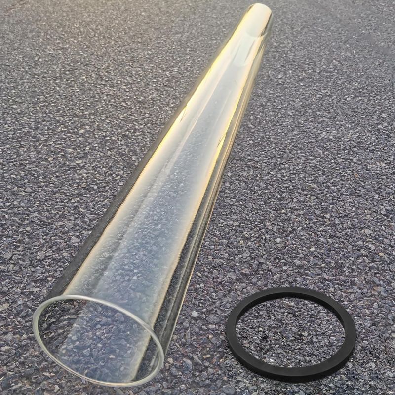 Photo 1 of Patio Heater Glass Tube Replacement, 49.5" Tall 4" Diameter, Glass Tube Patio Heater with Ring, Fits 4-Sided Patio Heaters, Compatible with Hiland, Fire Sense, and more.