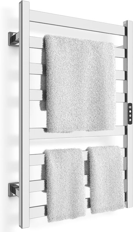 Photo 1 of Towel Warmer, Towel Heater Rack for Bathroom, 8-bar Electric Towel Dryer Wall-Mounted Plug-in Bath Heater, 304 Stainless Steel Hot Towel Rack with Timer and Smart Temperature Control