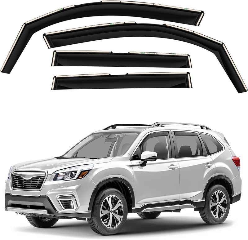 Photo 1 of Window Deflectors Smoke Tinted in-Channel Side Window Vent Visor Deflectors Rain Guards Compatible with Subaru Forester 2019-2024 - 4 pcs. GW0925
