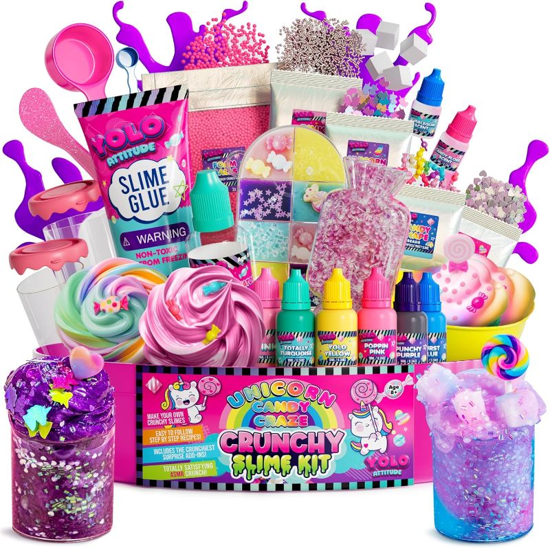Photo 1 of YOLO Unicorn Candy Craze Slime Kit - DIY Slime Making Set for Girls 8-12 with 40+ Magical Add-ins, Glitter & Cloud Slime Supplies
