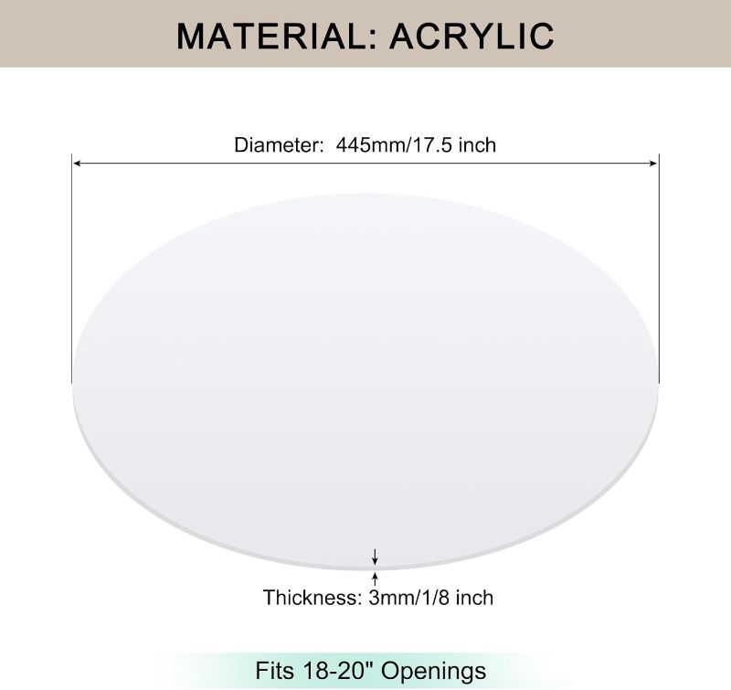 Photo 1 of Lampshade Diffuser, 17.5" Diameter Round Diffuser Lamp Shade for Drum Style Lampshades Pendants Softening Light, DIY Light Fits 18-20" Openings, Frosted White Acrylic

