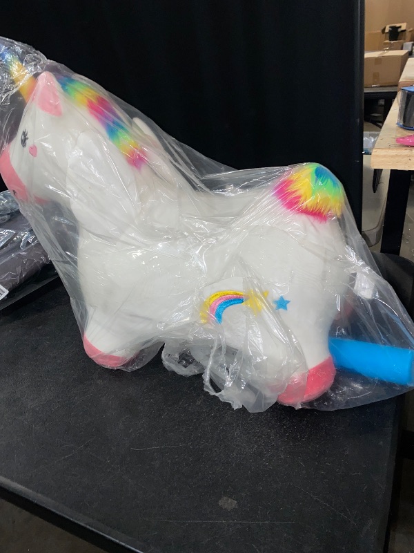 Photo 1 of iPlay, iLearn Bouncy Pals Hopping Unicorn Horse, Toddler Girl Inflatable Bouncing Animal Hopper Toy, Outdoor Indoor Plush Ride on Bouncer, Baby Birthday Gift 18 Month 2 3 4 Year Old Kid - Unicorn
