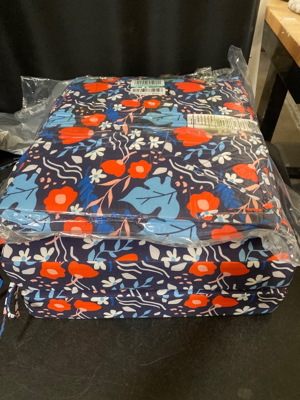 Photo 1 of 2 SET- puredown® Outdoor Seat Cushions 24 X 24 X 5.75 Inch, Waterproof & Fade Resistant Patio Furniture Replacement Cushions with Removable Cover for Chair, Sofa, Couch, Wicker, Blue Flower
