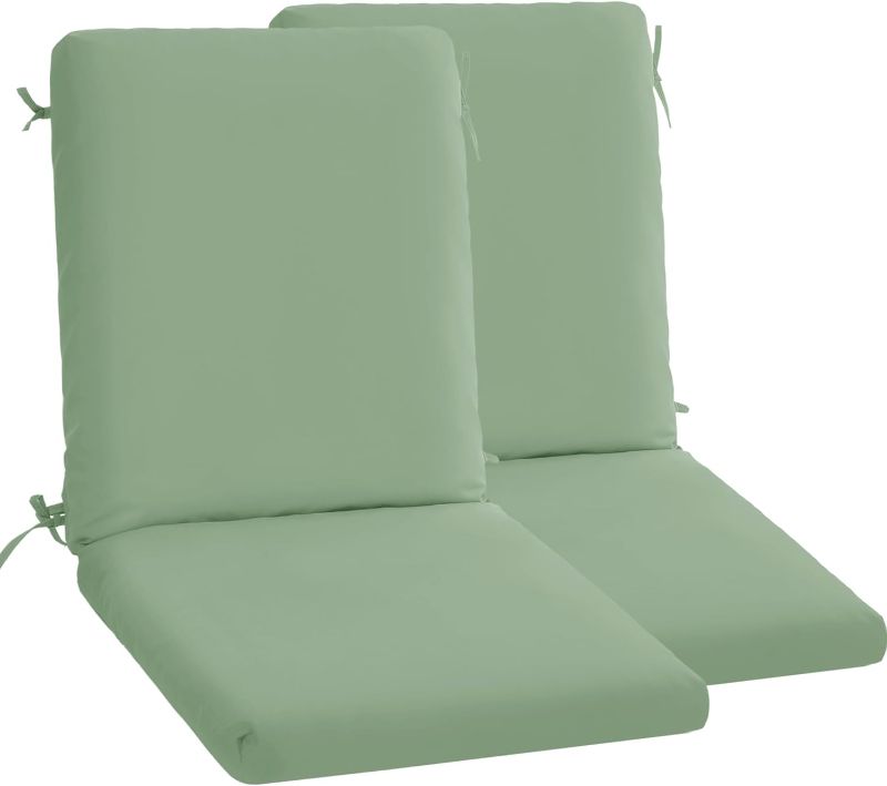 Photo 1 of High Back Outdoor Chair Cushions Set of 2-44''x20'' Patio Dining Chair Cushions with Waterproof, Fade-Resistant, Removable & Machine-Washable Covers, Sage Green
