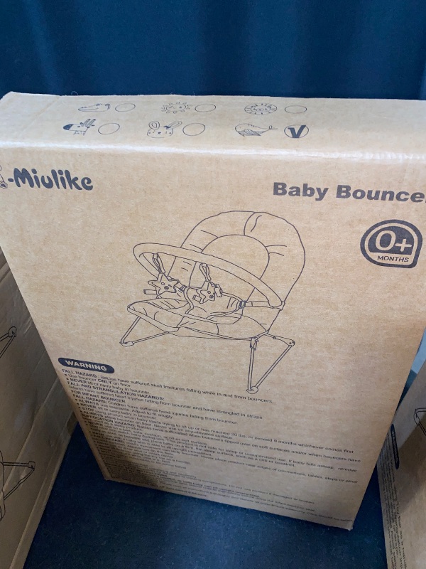 Photo 1 of Q-MIULIKE Baby Bouncer Seat Infant Seat Non-Slip Feet 3-Point Harness for Newborn 0-9 Months Up to 20lbs Blue Sea
