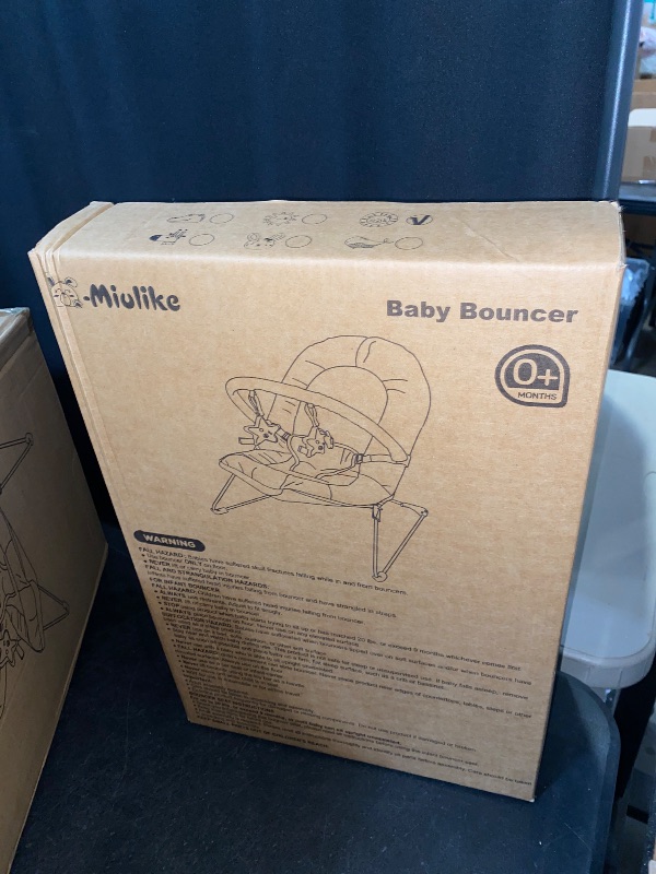 Photo 1 of Q-MIULIKE Baby Bouncer Seat Infant Seat Non-Slip Feet 3-Point Harness for Newborn 0-9 Months Up to 20lbs Little Lion