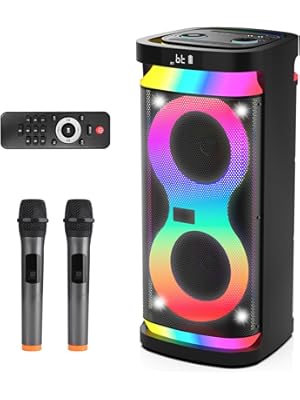 Photo 1 of VTSGN Portable Bluetooth Karaoke Machine for Adults – PA System with 2 Wireless Microphones, Disco Lights, Perfect for Outdoor Parties & Family Gatherings