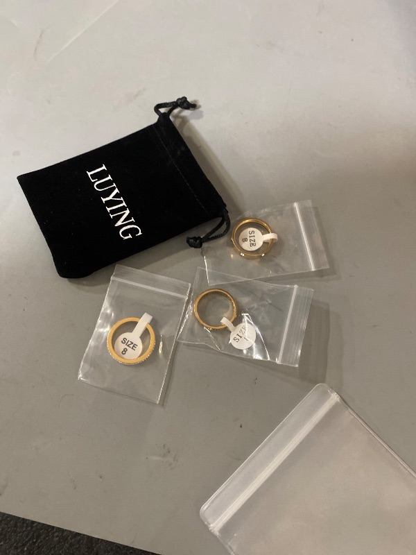 Photo 1 of LUYING Gold Rings for Women Non Tarnish,3pcs Love Friendship Gold Plated Stainless Steel Cubic Zirconia,BFF Jewelry for Women,Christmas Valentines Day Birthday Gifts for Her Girlfriend 8mm