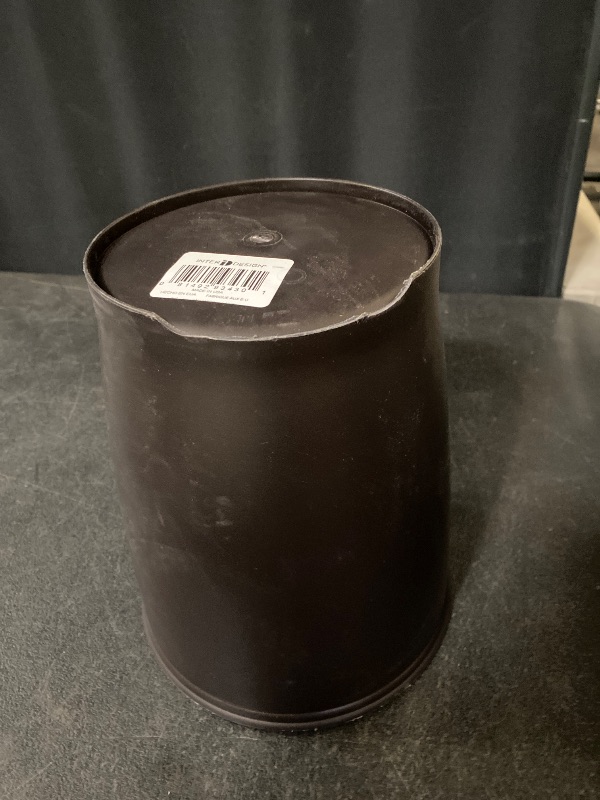 Photo 1 of iDesign Round Plastic Waste Basket, The Kent Collection – 8.35” x 8.35” x 10”, Bronze