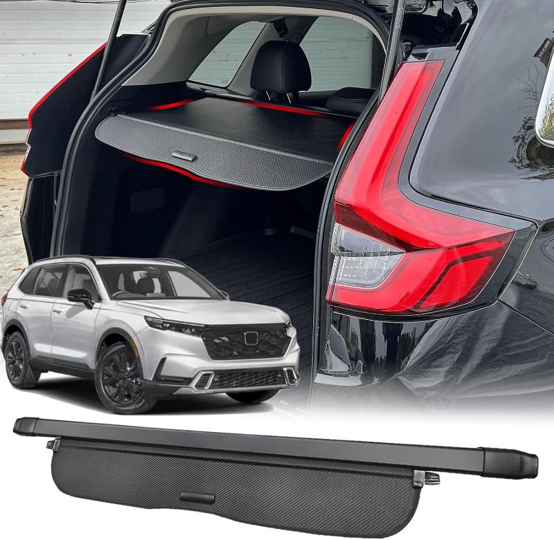 Photo 1 of Cargo Cover for 2023 2024 2025 Honda CRV Accessories, (Carbon Fiber Texture) for Honda CRV 2023-2025 Accessories(Include Hybrid) Retractable Trunk Cover Shield Shade Privacy Screen for CR-V
