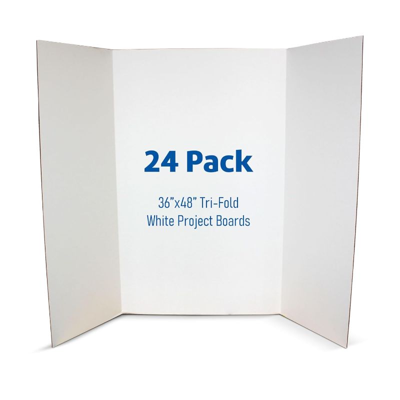 Photo 1 of Flipside Products 36” x 48” Project Boards for Presentations, Science Fair, School Projects, Event Displays and Trifold Picture Board, Proudly Made in USA - Clay White - 24 Pack
