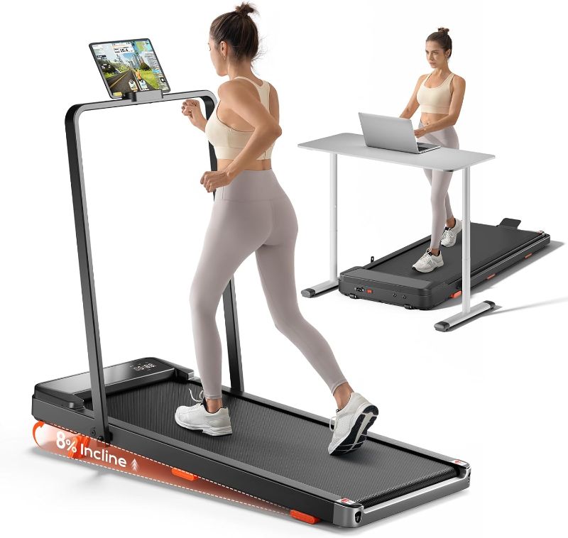 Photo 1 of Walking Pad,Treadmill with Incline for Home Office, 2.5HP Portable Under Desk Treadmill with 265 Lbs Capacity,Remote Control, Led Display