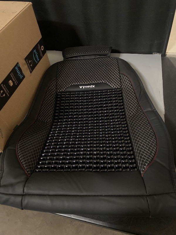 Photo 1 of Beaded seat covers for cars - Breathable with Massage, Anti-Sweat, and Back Support Features - Wooden beaded seat covers for trucks Sedans, SUVs - car seat beads Universal Fit (1 Unit - Royal Black)
