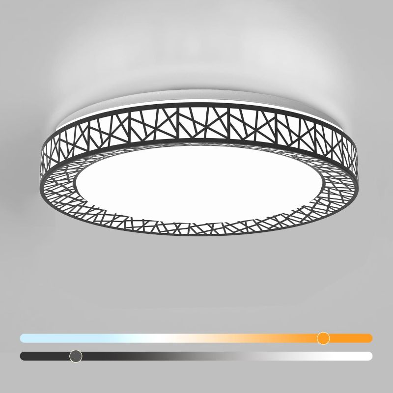 Photo 1 of 20 Inch Flush Mount Ceiling Light, Modern Black LED Ceiling Light Fixture, 42W 4000LM 2700-6500K Adjustable, Dimmable Ceiling Lights for Bedroom, Kitchen, Hallway, Bathroom, ETL Listed
