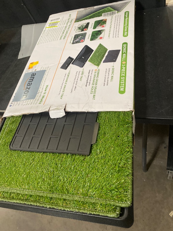Photo 1 of Hompet Dog Potty with Tray Large 30''x20'', 2 Artificial Grass Patch for Indoor and Outdoor Use, Puppy Turf Grass Pad Reusable Training Pads with Pee Baffle, Ideal for Dogs