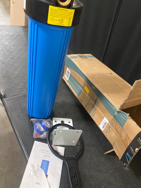 Photo 1 of SimPure Whole House Water Filter Housing (DB20P), 20" x 4.5" Sediment Carbon Filter Universal Housing, Pre-Filtration System for Well and City Water, 1" NPT Port, Pressure Release
