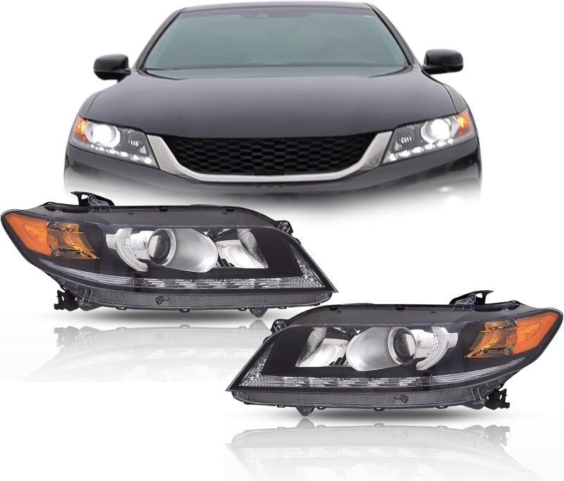 Photo 1 of Headlight Replacement For Honda Accord 2013 2014 2015 Coupe EX-L V6 3.5 L Halogen Headlamp Assembly with LED DRL included Bulbs Driver&Passenger Sides HO2503153,HO2502153 33100-T3L-A01,33150-T3L-A01
