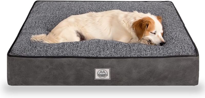 Photo 1 of Memory Foam Dog Bed for Extra Large Dogs- Waterproof Dog Bed Mat with Removable Washable Cover, Waterproof Lining and NonSkid Bottom.Grey