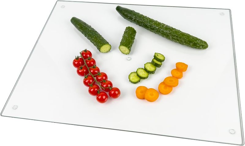 Photo 1 of Tempered Glass Cutting Board for Kitchen, Clear Cutting Board for Countertop, Dishwasher Safe, Scratch Resistant, Heat Resistant, Shatter Resistant (24"x18")
