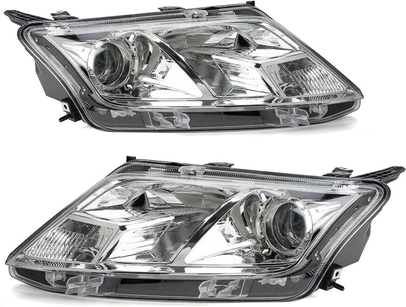Photo 1 of (Update) Headlights Assembly Compatible with 2010 2011 2012 Ford Fusion Headlight Headlamp W/Bulbs Replacement Passenger and Driver Side,Chrome Clear
