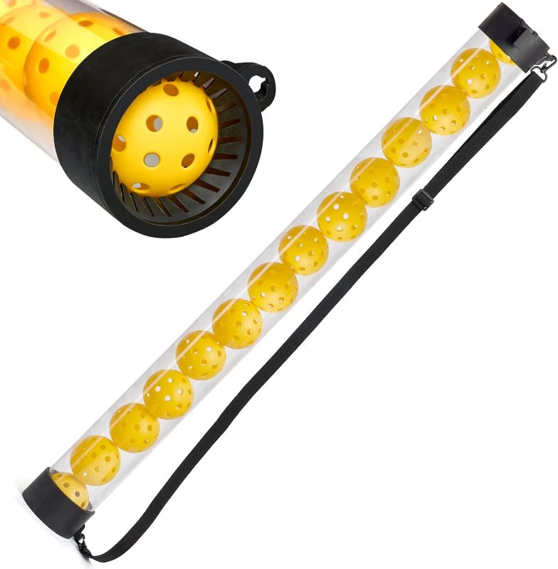 Photo 1 of Pickleball Picker Upper Ball Holder, Pickleball Ball Picker Hopper Tube, Pickleball Pickup Tube - Lightweight Pickleball Retriever Collector with Shoulder Strap
