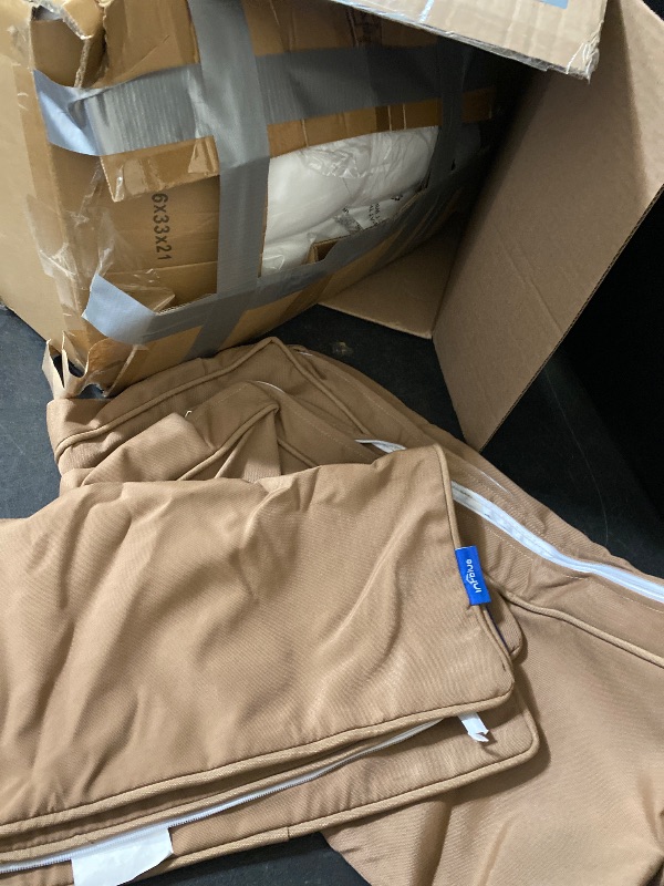 Photo 1 of Outdoor Loveseat Cushion Set 44'' x 24'', Outdoor Deep Seat Cushions for Patio Furniture, Water Repellent Outdoor Seat Cushion and Couch Back Cushions for Bench, and Swing (Solid Light Brown)
