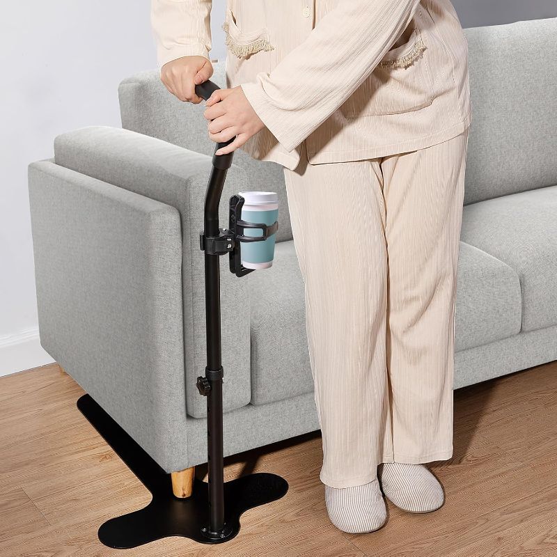 Photo 1 of Chair Couch Stand Assist with Cup Holder,Adjustable Height Chair Lift Assist for Elderly,Daily Living Mobility Aid Rail for Couch,Sofa,Chair Mobility Daily Aids for Senior,Disabled,Handicap (Black)
