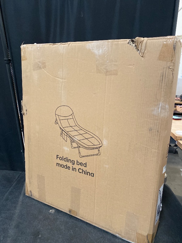 Photo 1 of Chaise Lounge Chair, Folding Cot, 6-Angle Adjustable Camping Cot with Mattress for Patio and Beach, Foldable Bed Portable Heavy Duty Lay Flat Reclining with Pillow (Grey, XL - 80")

