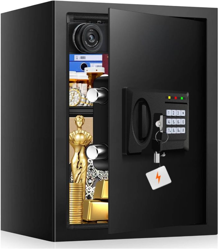 Photo 1 of 2.8 Cuft Large Fire Proof Safe for Home Documents, Digital Security Box with Key and Combination, Anti-Theft Fire Safety Box for Home Office, Document Safe for Money Firearm Medicine Valuables
