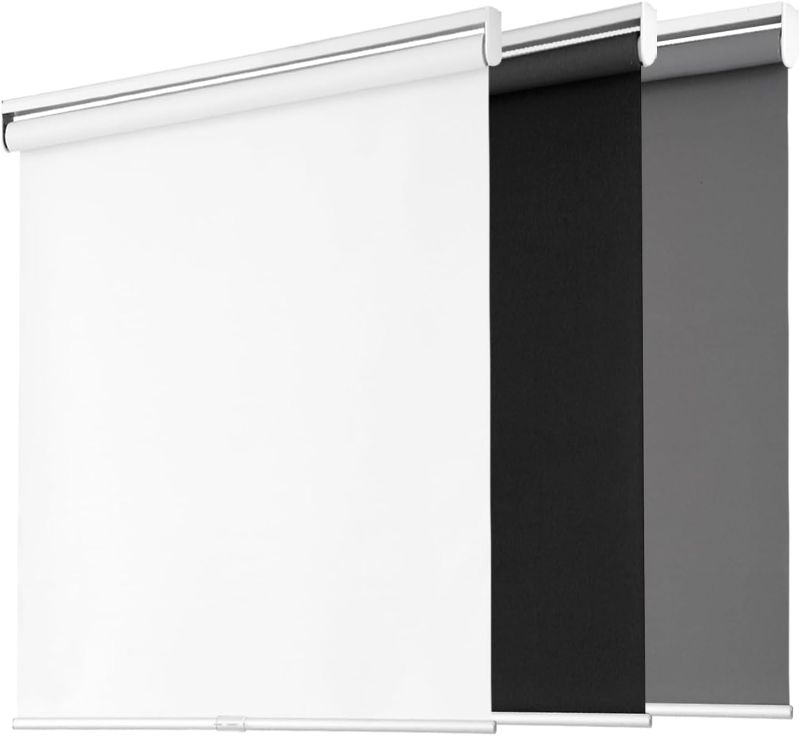 Photo 1 of Blackout Roller Shades for Windows, Cordless Free-Stop Blinds with Thermal Insulated,UV Protection Fabric. Pull Down Room Darkening Door Blinds for Home, Office Easy to Install(37" W x 72" H,White)
