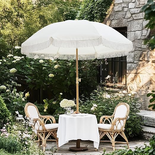 Photo 1 of Patio Umbrella with UPF 50+ Protection, 8 Ribs, Push Button Tilt - Versatile Outdoor Shade for Garden, Courtyard, and Beach