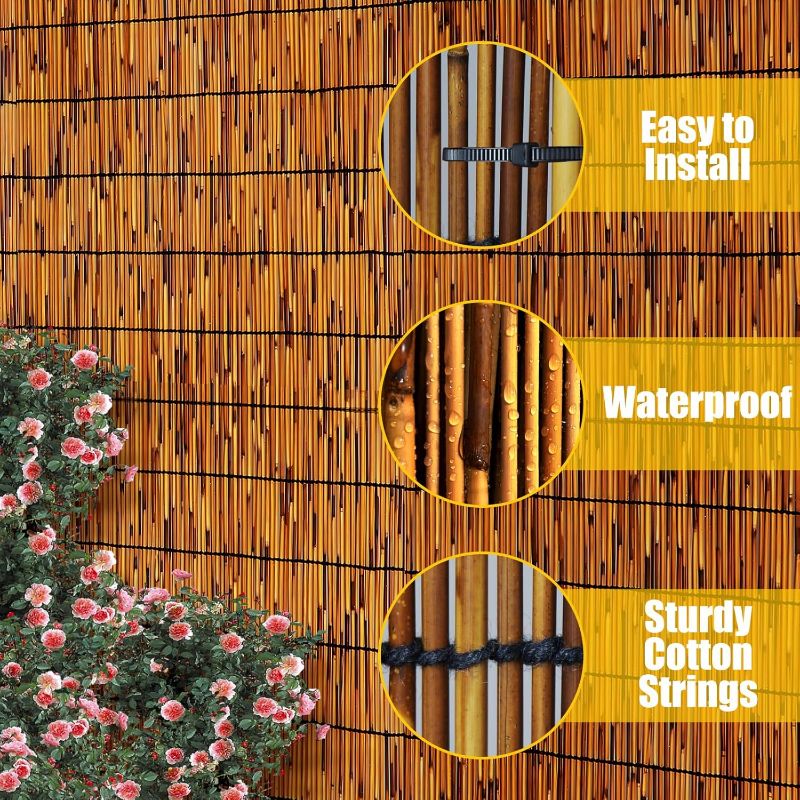 Photo 1 of Natural Reed Fencing Rolls,Bamboo Fencing 4ft High Roll with Privacy Screen Fence,Bamboo Privacy Reed Screen Curtain Balcony Reed Fence Roll for Outdoor Backyard Patio (2 Pack 4X16.4FT)
