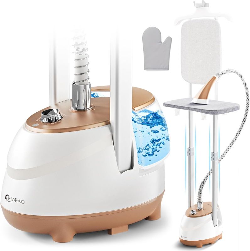 Photo 1 of Steamer for Clothes,1800W Standing Garment Steamer with Adjustable Double Rod,Flat and Hanging Ironing,Clothes Steamers with 10 Ironing Modes,30s Fast Heat-up
