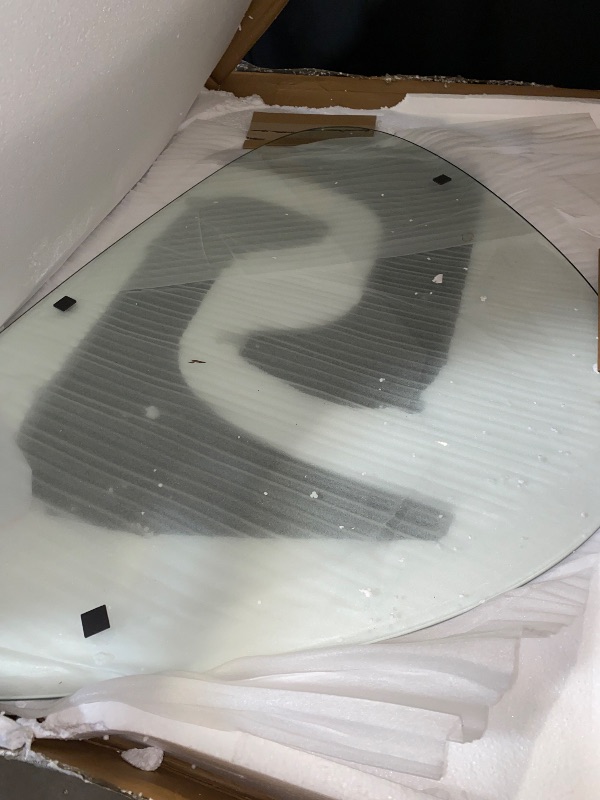 Photo 1 of Coffee Tables for Living Room - Triangle Glass Coffee Table with Wooden Base Mid-Century Modern Abstract End Table for Study Room Office Hotel Balcony (Walnut Transparent, Medium 35.8 * 25.5 * 16in)
