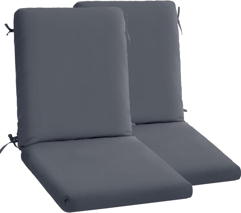 Photo 1 of High Back Outdoor Chair Cushions Set of 2-44''x20'' Patio Dining Chair Cushions with Waterproof, Fade-Resistant, Removable & Machine-Washable Covers, Dark Grey
